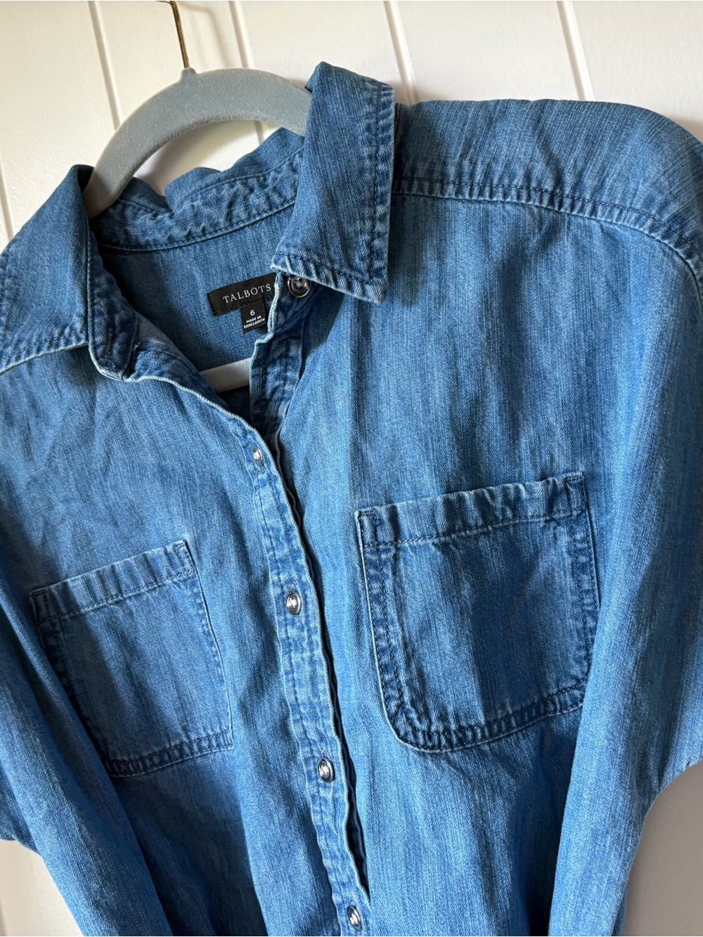 Talbots Medium Blue Denim Shirt Dress with Tie Waist - Picture 4 of 7